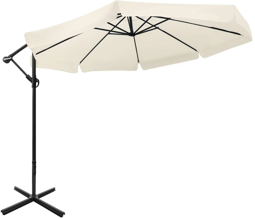 „Bauerkraft“ sulankstomas sodo skėtis 350 cm, XXL, smėlio spalvos, 8 stipinų, su uždangalu