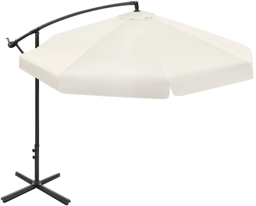 „Bauerkraft“ sulankstomas sodo skėtis 350 cm, XXL, smėlio spalvos, 8 stipinų, su uždangalu