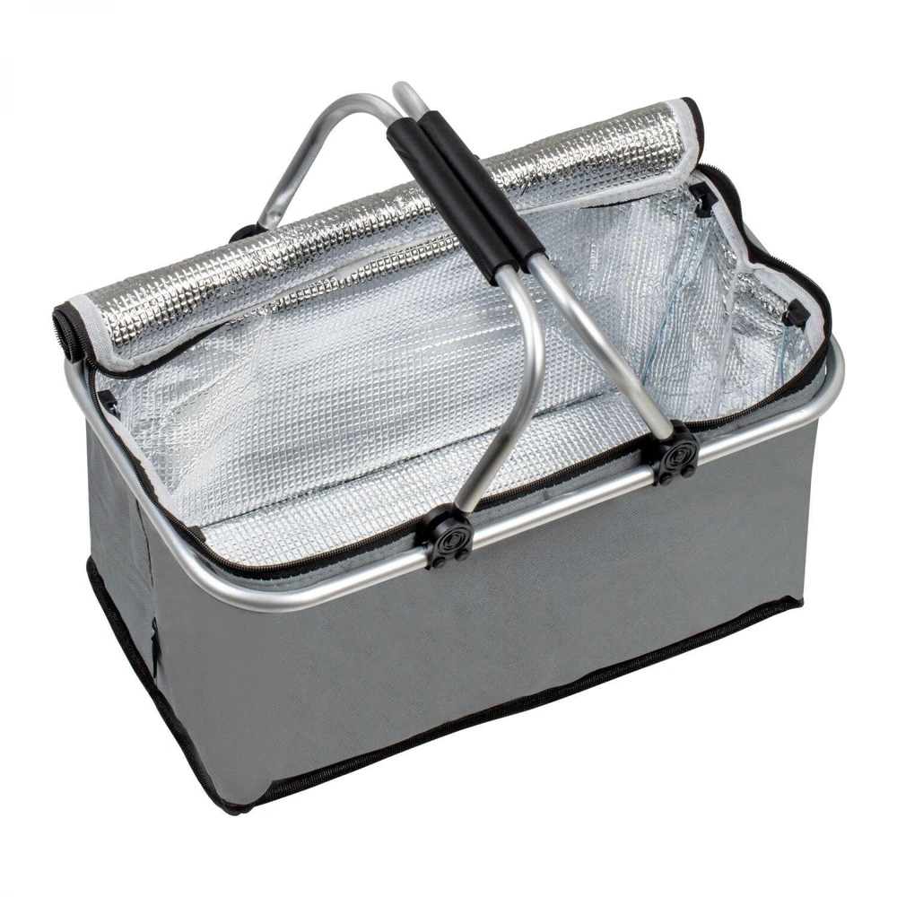 „Bauerkraft“ sulankstomas termoizoliacinis pikniko krepšys, 25 l, pilkas, su 2 rankenomis