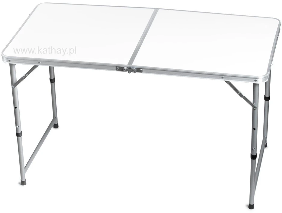 „Bauerkraft“ sulankstomas turistinis sodo stalas su rankena, reguliuojamo aukščio, 120 × 60 × 60–70 cm, baltas