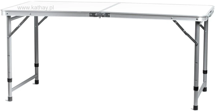 „Bauerkraft“ sulankstomas turistinis sodo stalas su rankena, reguliuojamo aukščio, 120 × 60 × 60–70 cm, baltas