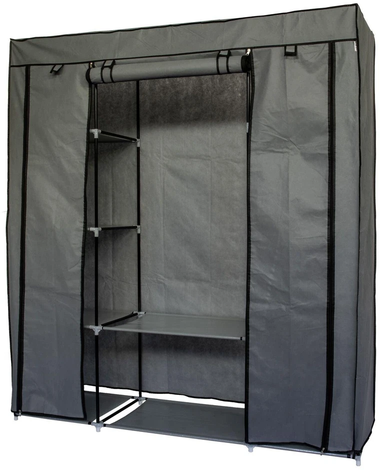„Bauerkraft“ XXL sulankstoma tekstilinė spinta su lentynomis, 148 × 42 × 172,5 cm