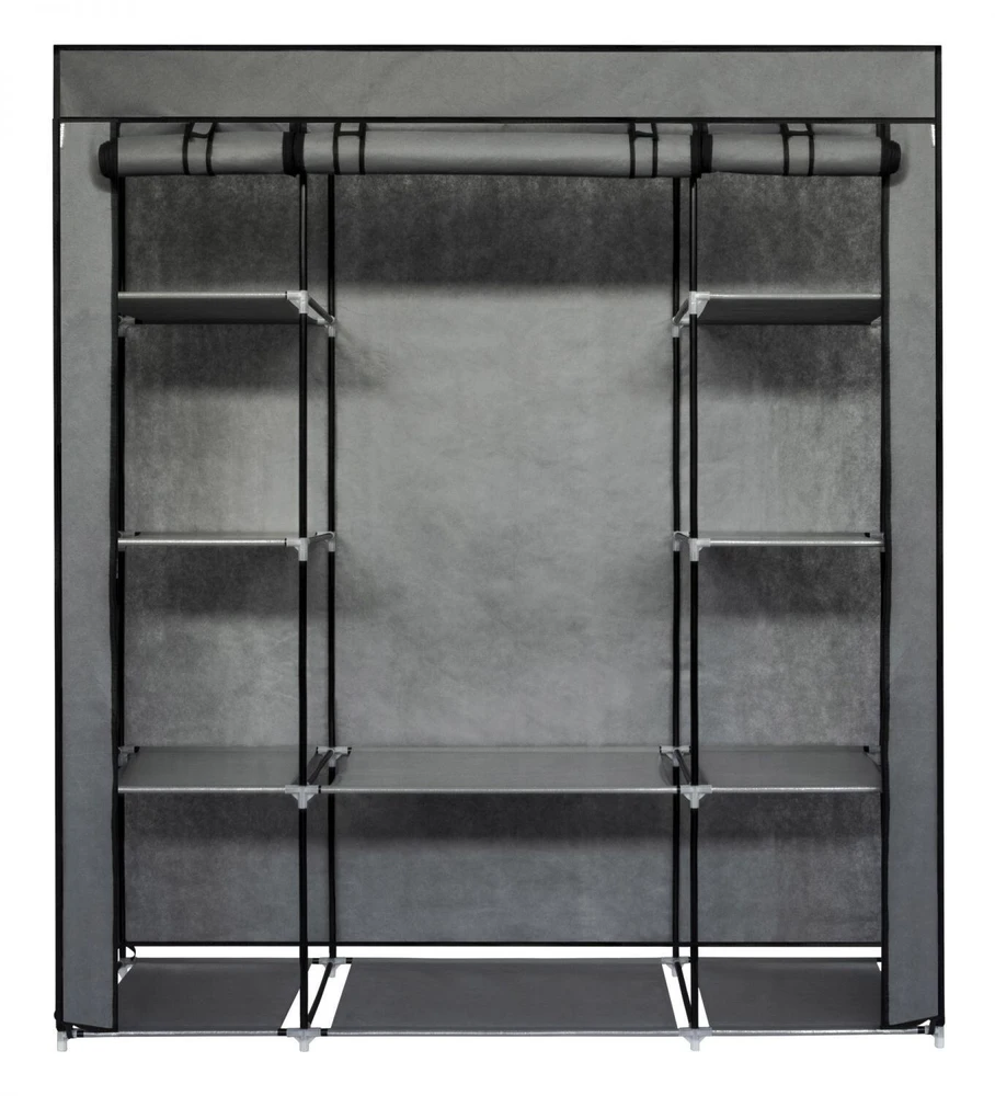 „Bauerkraft“ XXL sulankstoma tekstilinė spinta su lentynomis, 148 × 42 × 172,5 cm