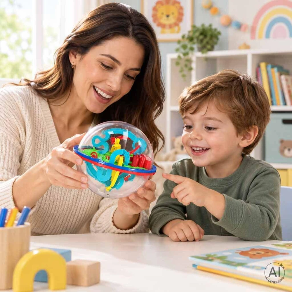 Dėlionė Ikonka 3D labirinto kamuolys, 100 lygių, įvairių spalvų, Ø 12 cm