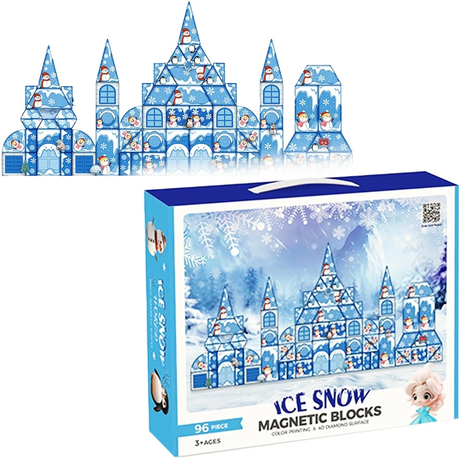 Gotel 3D magnetinės kaladėlės „Ledo pilis“, 96 elementai