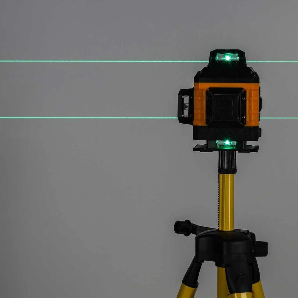 Ikonka 4D lazerinis gulsčiukas 360°, 16 linijų, su trikoju ir laikikliais