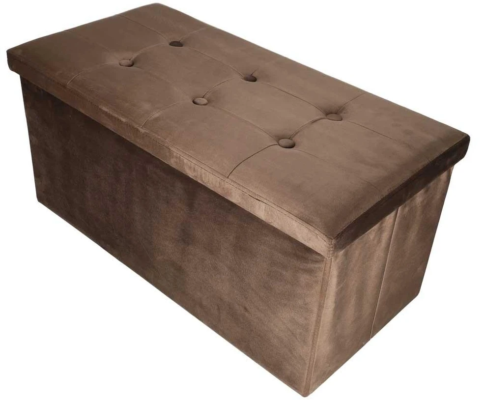 Ikonka Aksominė pufas su dėtuve 77x38x37 cm, rudas, sulankstomas