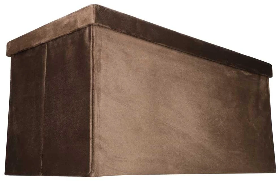 Ikonka Aksominė pufas su dėtuve 77x38x37 cm, rudas, sulankstomas