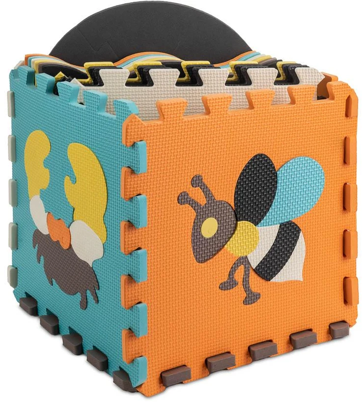 Ikonka Putplasčio dėlionės kilimėlis / žaidimų kilimėlis vaikams 25vnt. spalvoti gyvūnai 114cm x 114cm x 1cm