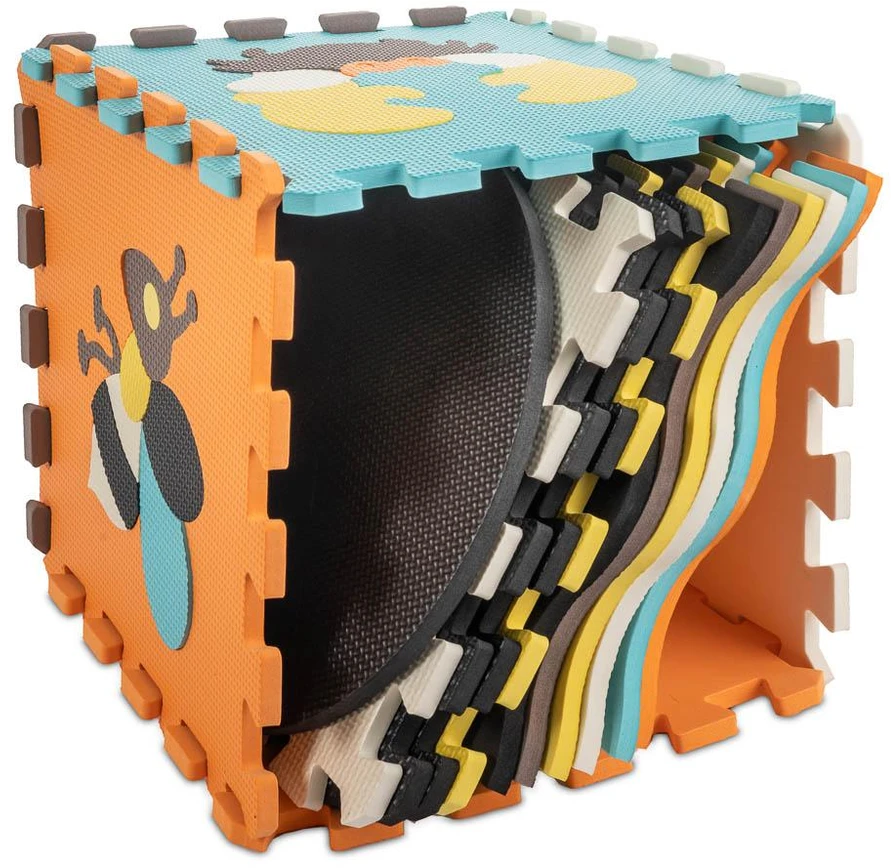 Ikonka Putplasčio dėlionės kilimėlis / žaidimų kilimėlis vaikams 25vnt. spalvoti gyvūnai 114cm x 114cm x 1cm