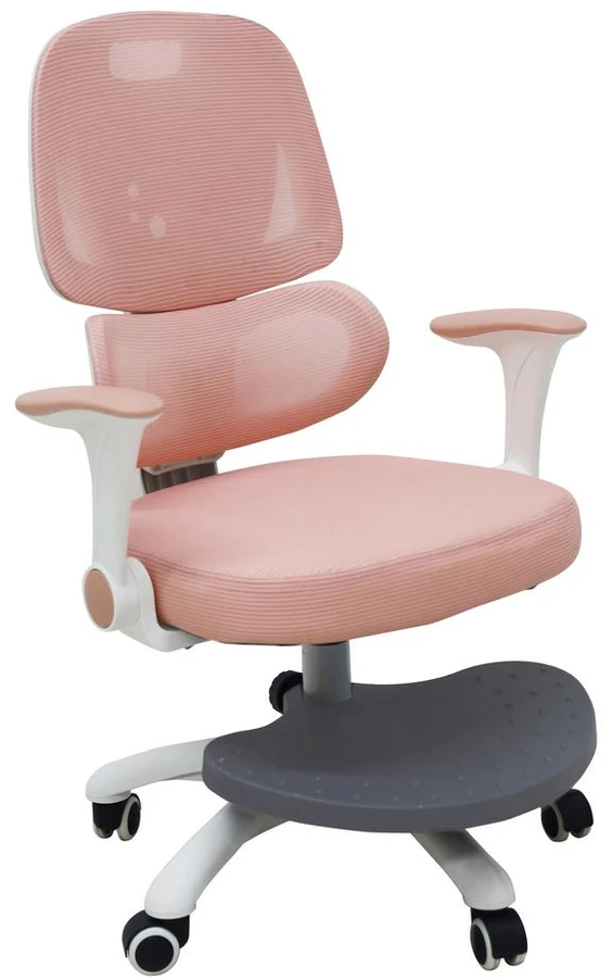 Ikonka Vaikiška stalo kėdė, ergonomiška, pasukama, reguliuojamo aukščio, rožinės spalvos