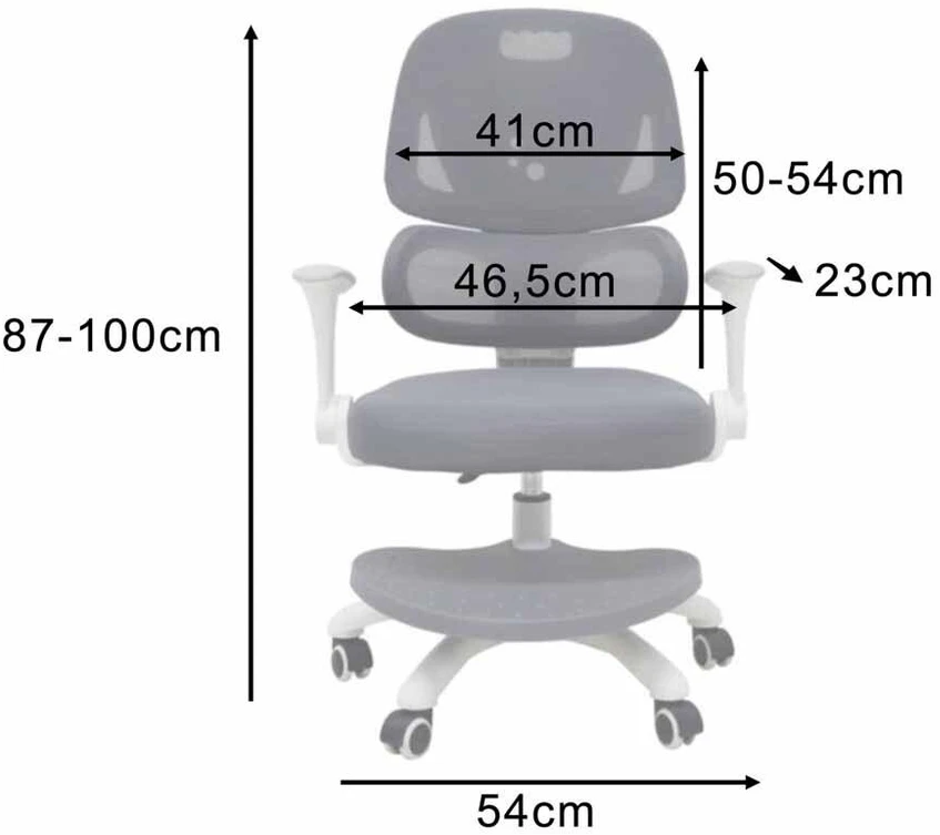 Ikonka Vaikiška stalo kėdė, ergonomiška, pasukama, reguliuojamo aukščio, pilkos spalvos