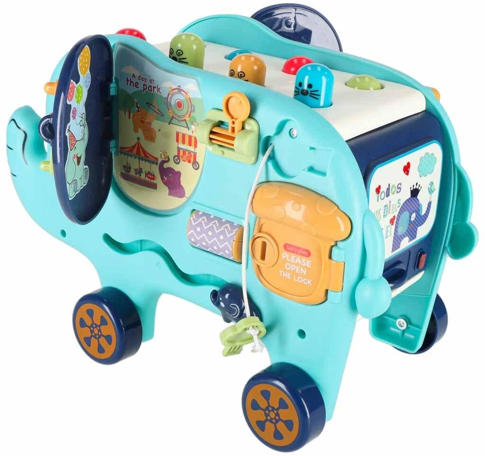 Ikonka Interaktyvus montessori dramblių rūšiuotuvas 26cm plaktukas