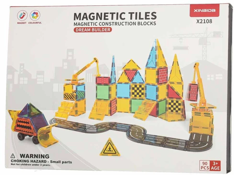Ikonka Magnetinės konstravimo kaladėlės, įvairiaspalvės, 90 vnt.