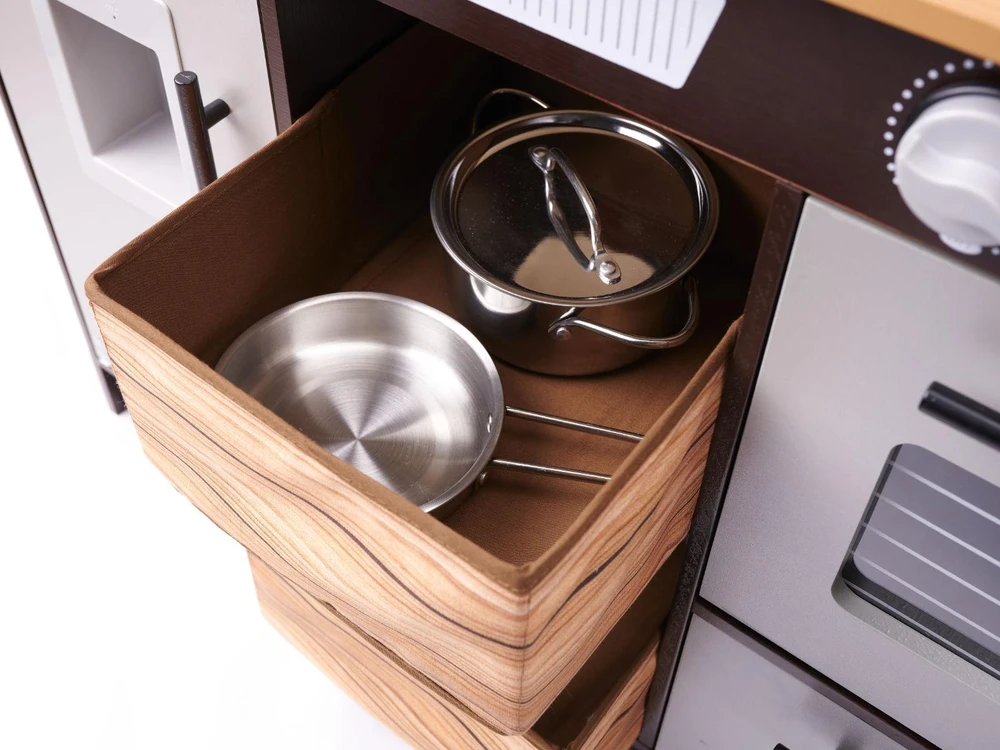 Ikonka Vaikiška medinė MDF virtuvėlė su priedais LOFT XXL 96cm