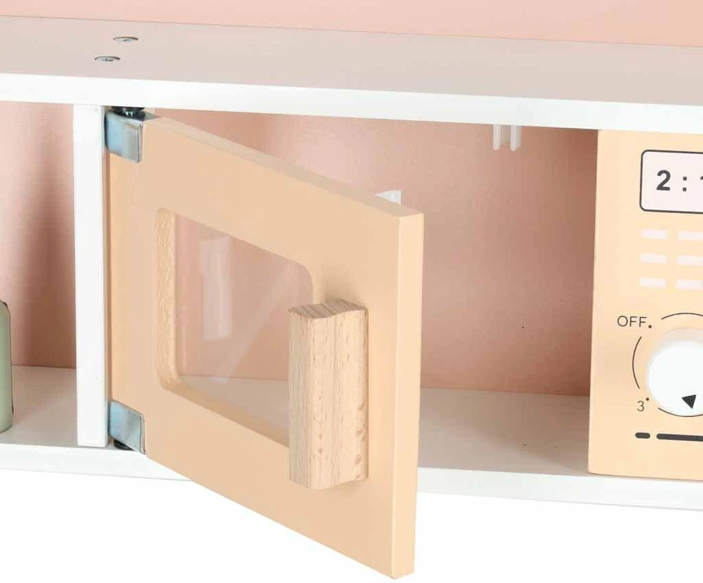 Ikonka Medinė vaikų virtuvėlė MDF MODERN CLASSIC su priedais, 82 cm, rožinė