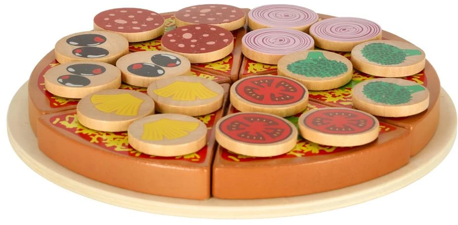 Ikonka Medinis žaidimų rinkinys Pizza su priedais