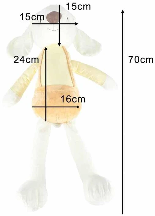 Ikonka Pliušinis žaislas kiškis su geltonomis kelnėmis 70 cm