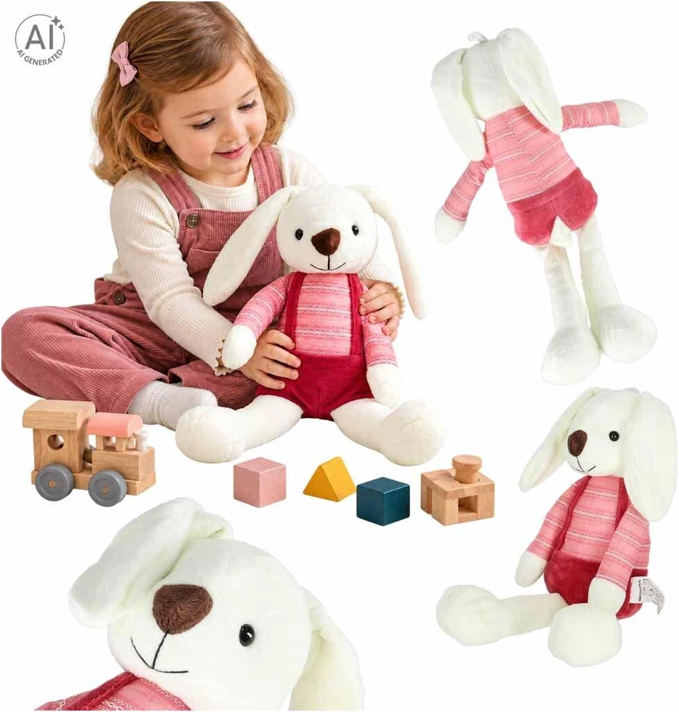 Ikonka Pliušinis žaislas kiškis su raudonomis kelnėmis 36 cm