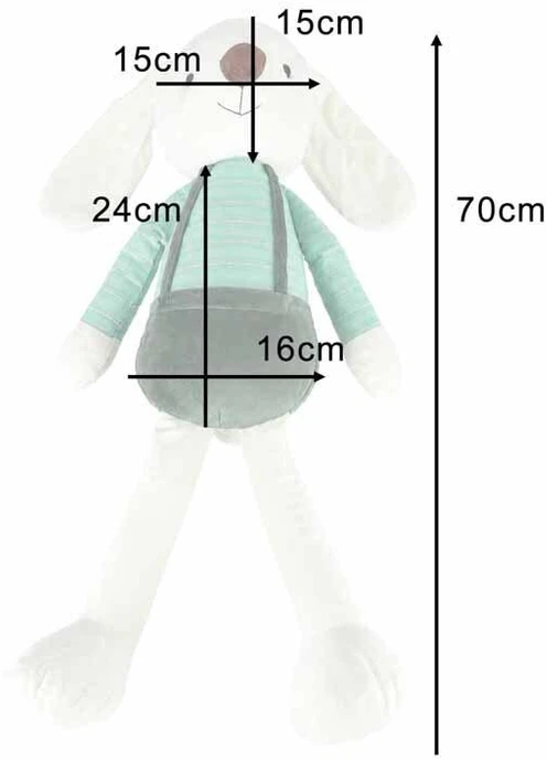 Ikonka Pliušinis žaislas kiškis su žaliomis kelnėmis 70 cm