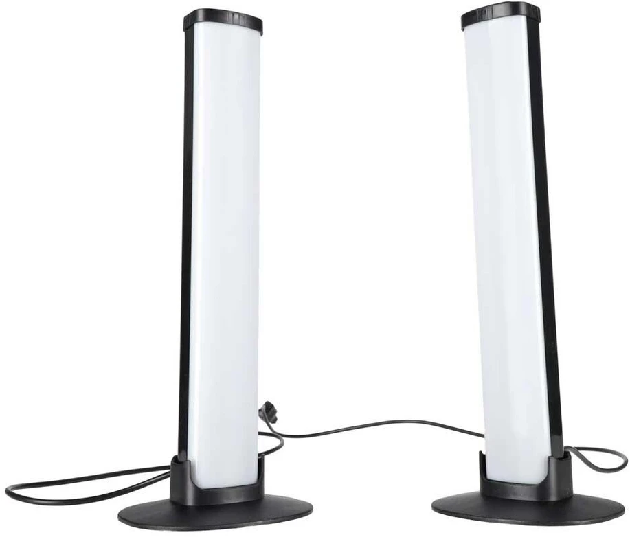 Ikonka RGB LED stalo lempa žaidimams, stulpeliai su nuotolinio valdymo pulteliu, 2 vnt. rinkinys