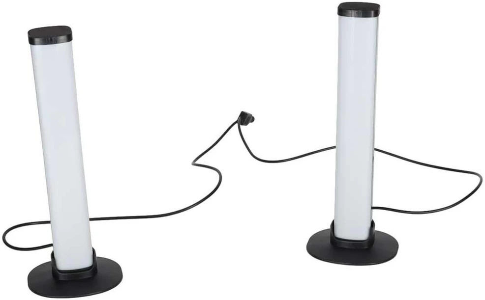 Ikonka RGB LED stalo lempa žaidimams, stulpeliai su nuotolinio valdymo pulteliu, 2 vnt. rinkinys