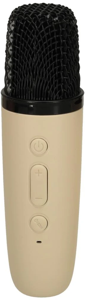 Ikonka KIK karaoke komplektas su Bluetooth garsiakalbiu, mikrofonu, USB, LED, 6W, smėlio spalvos
