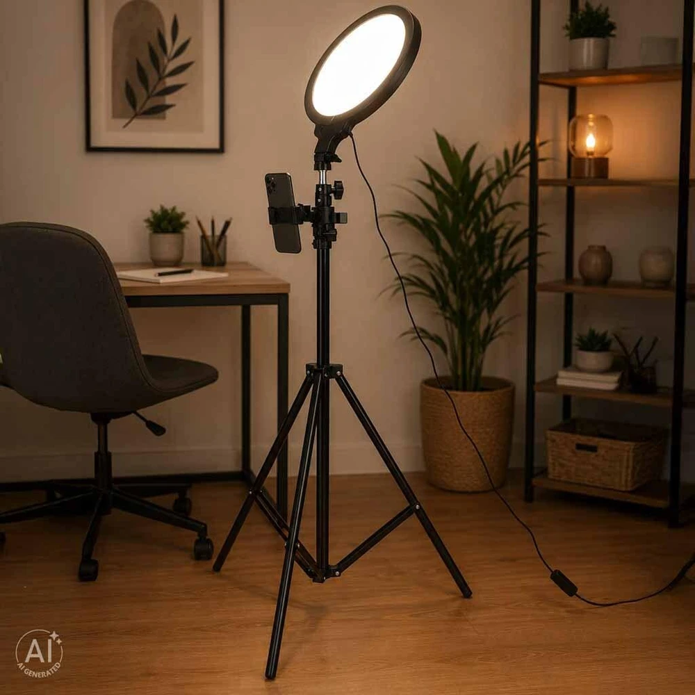 Ikonka Studijinė LED žiedinė lempa filmavimui su trikoju