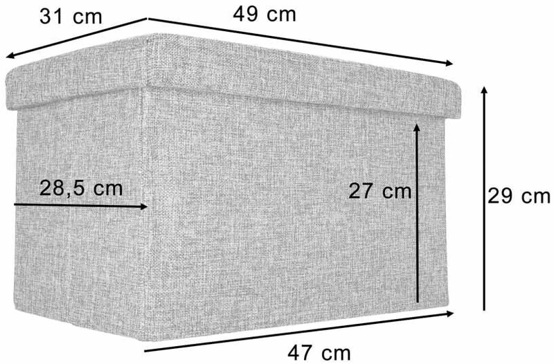Ikonka Sulankstoma pufa su daiktadėže, 50x31x31 cm, pilka
