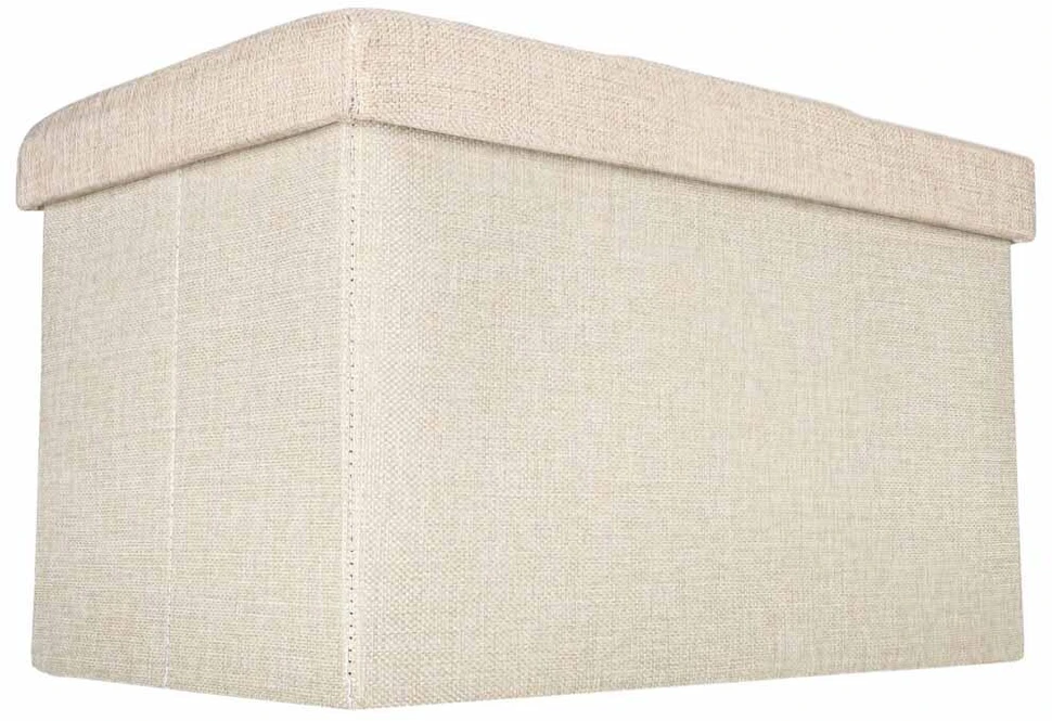 Ikonka Sulankstoma pufa su daiktadėže, 50x31x31 cm, smėlio spalvos