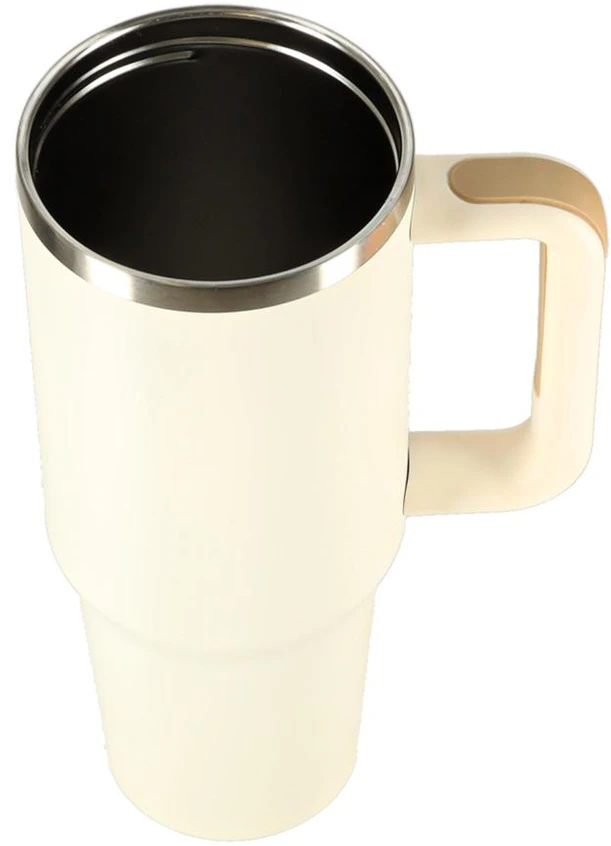 Ikonka Termo puodelis ze słomką i laikikliu termos 1200ml kreminė