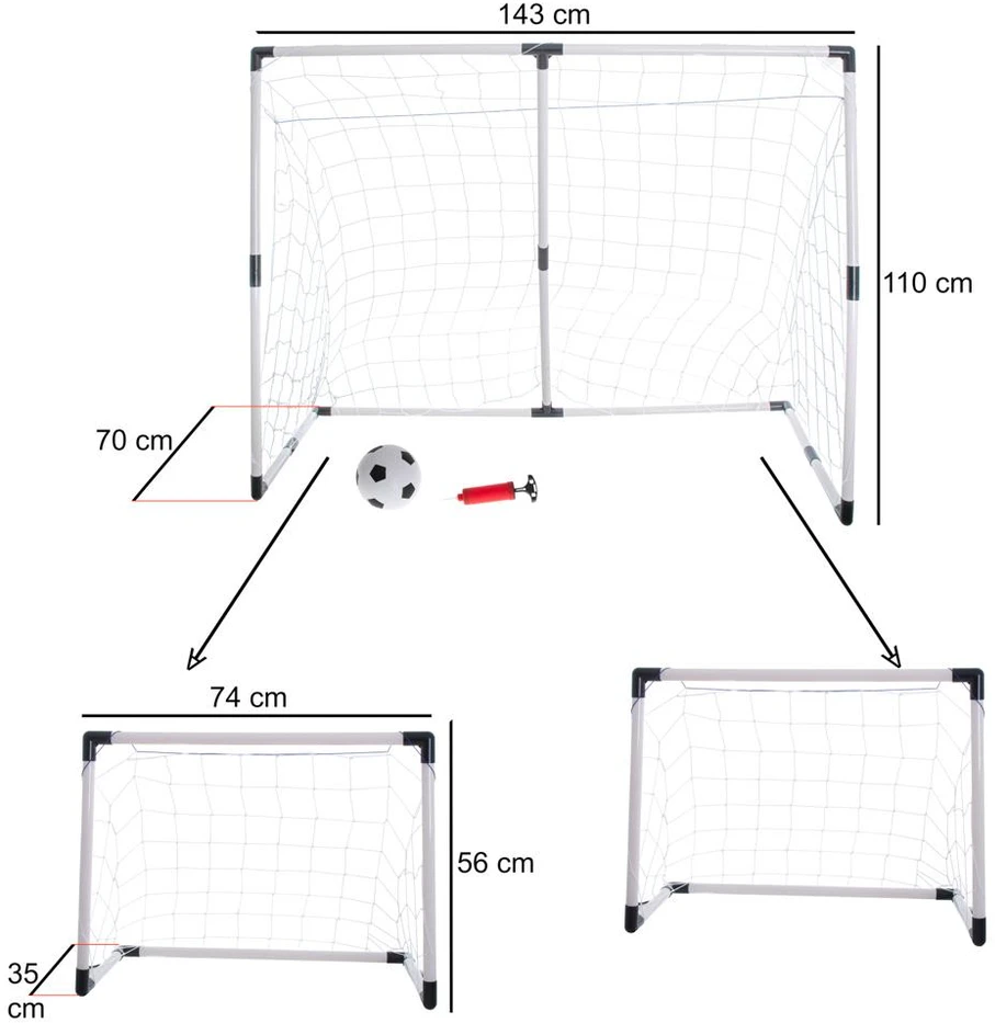 Ikonka Vaikų futbolo vartai 2in1 143x110x70cm