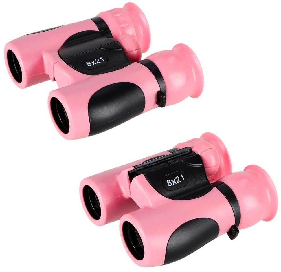 Ikonka Vaikiški žiūronai paukščiams ir dangui stebėti, 8 × 21 mm, HD, su dėklu, rožiniai
