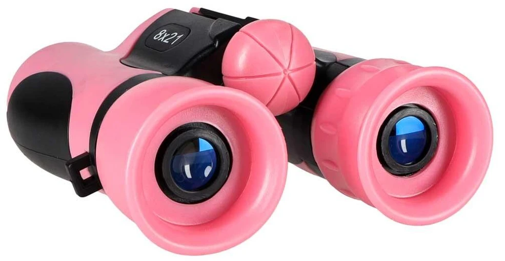 Ikonka Vaikiški žiūronai paukščiams ir dangui stebėti, 8 × 21 mm, HD, su dėklu, rožiniai