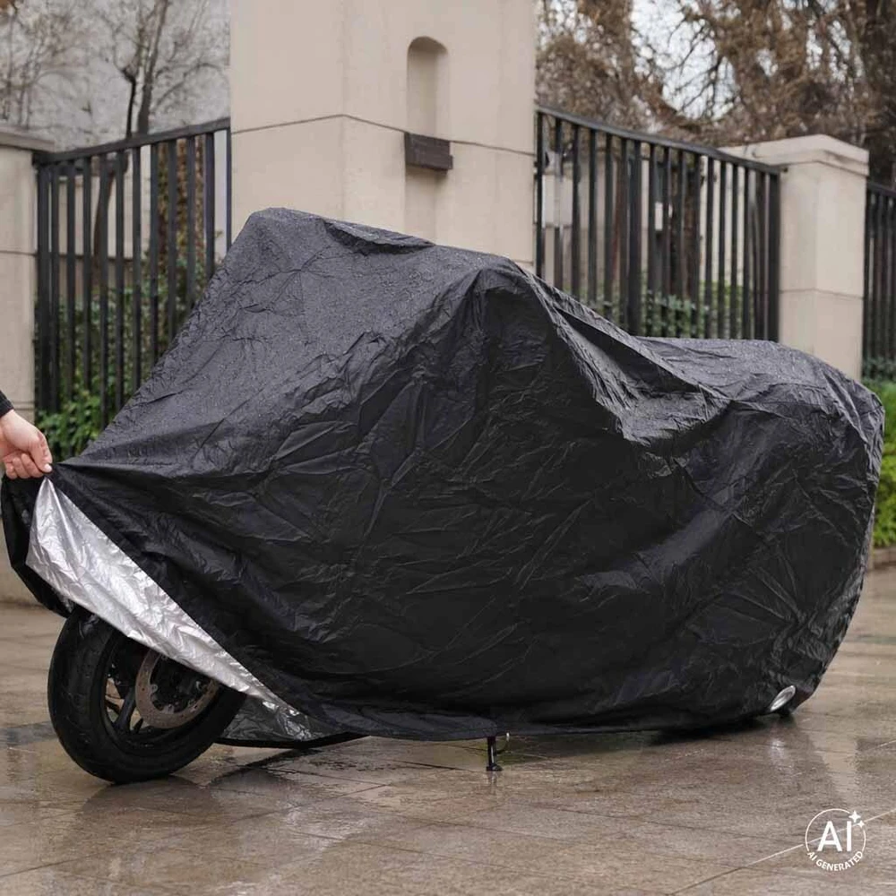 Ikonka Vandeniui atsparus dviračio ir motorolerio uždangalas su raišteliu ir sagtimi