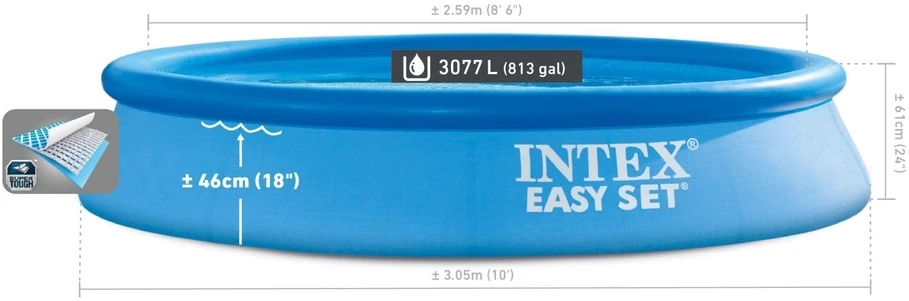 INTEX Easy Set 28118GN pripučiamas sodo baseinas su 12 V pompa, 305 × 61 cm