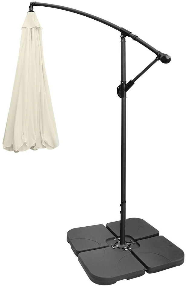 Juodas kvadratinis sodo skėčio pagrindas „Bauerkraft“, 4 dalys, 50 × 50 × 7,5 cm, iki 80 kg