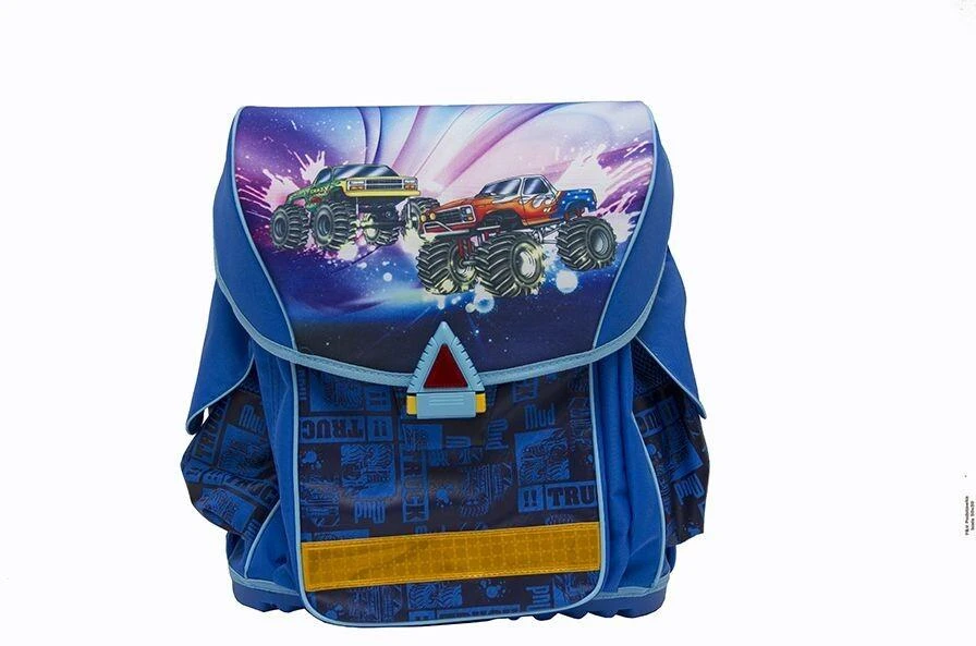 Kathay Haster ELITE ergonomiška mokyklinė kuprinė, 1,10 kg, tamsiai mėlyna, su automobiliais