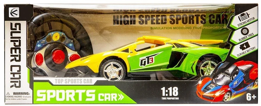 Kathay Haster Geltonas nuotoliniu būdu valdomas sportinis automobilis su LED žibintais