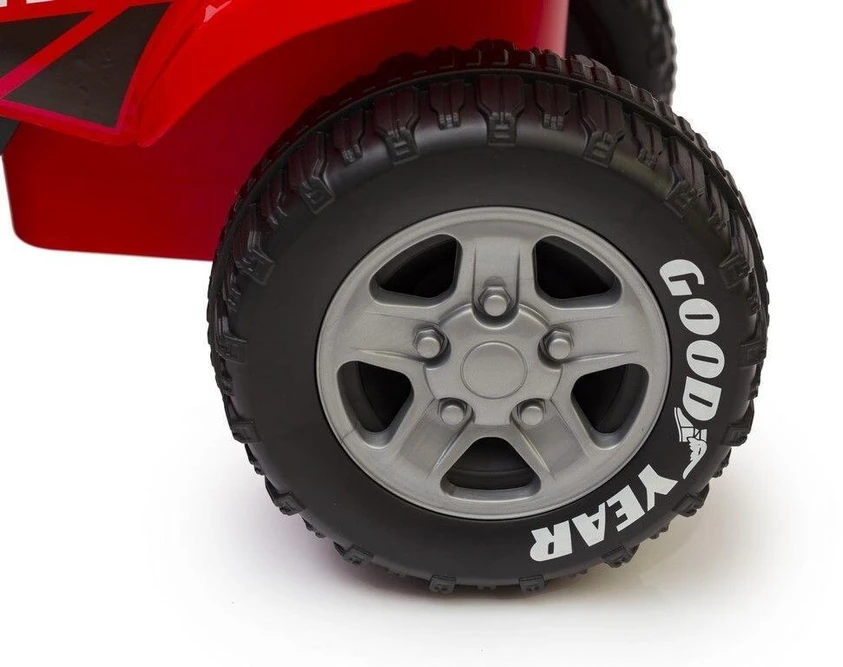 Kathay Haster Raudonas GOODYEAR vaikiškas keturratis-stumdukas su šviesomis ir garsais