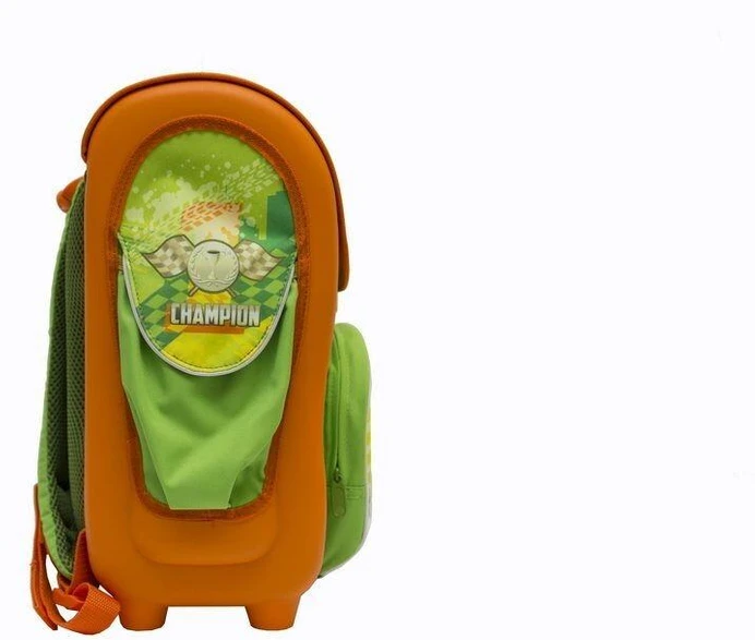 Kathay Haster Mokyklinė kuprinė AUTA standinta 21 l žalia-oranžinė