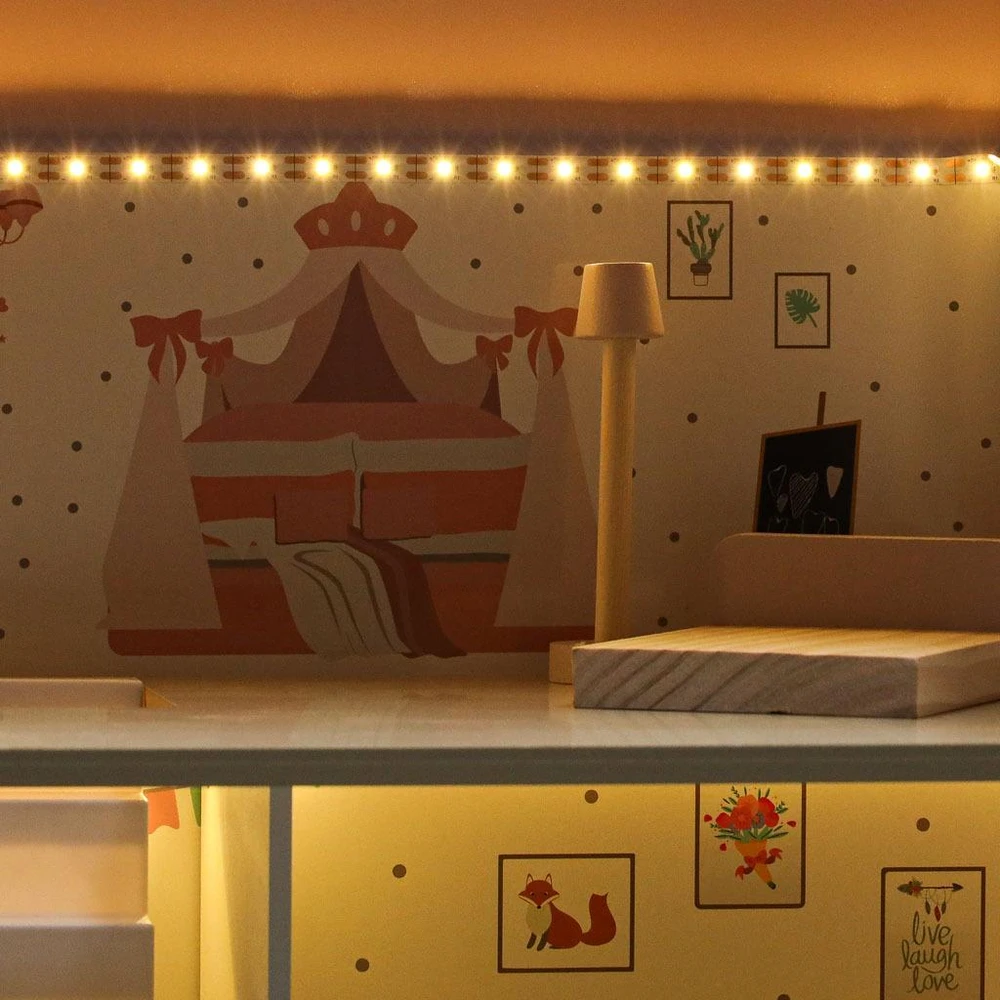 LULILO Peonio medinis lėlių namelis 70 cm LED rožinis