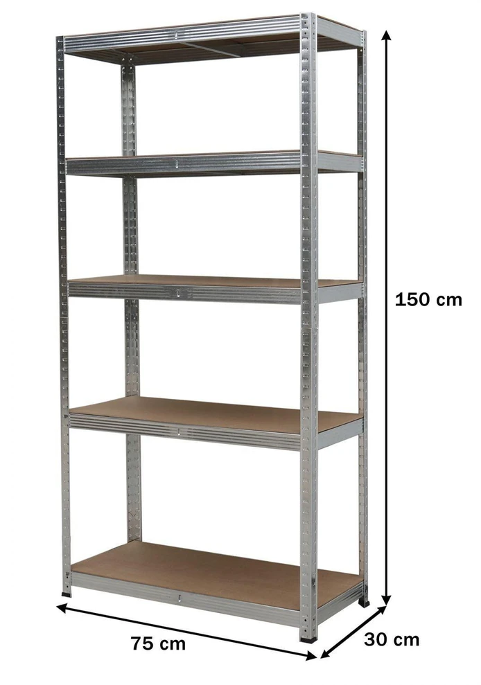 Metalinė sandėliavimo lentyna „Bauerkraft“ 2 viename, 5 lentynos, 150 × 75 × 30 cm