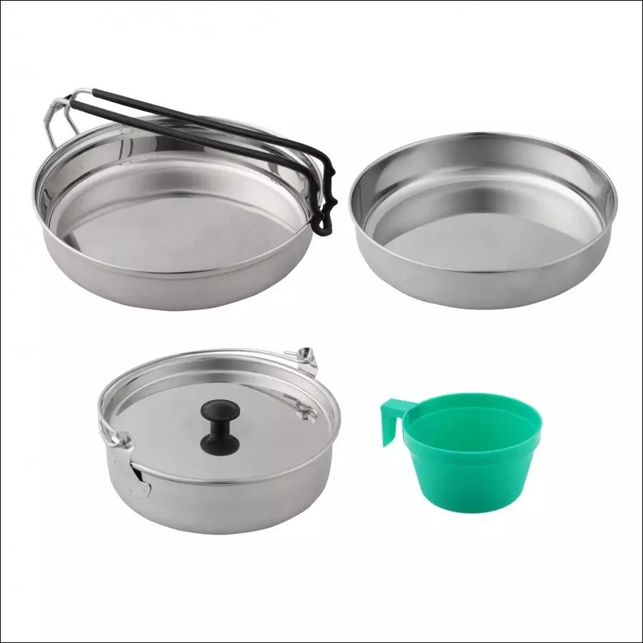 Mil-Tec Cook Set Stainless Steel 1 Person Vieno asmens kelioninis virtuvės reikmenų rinkinys