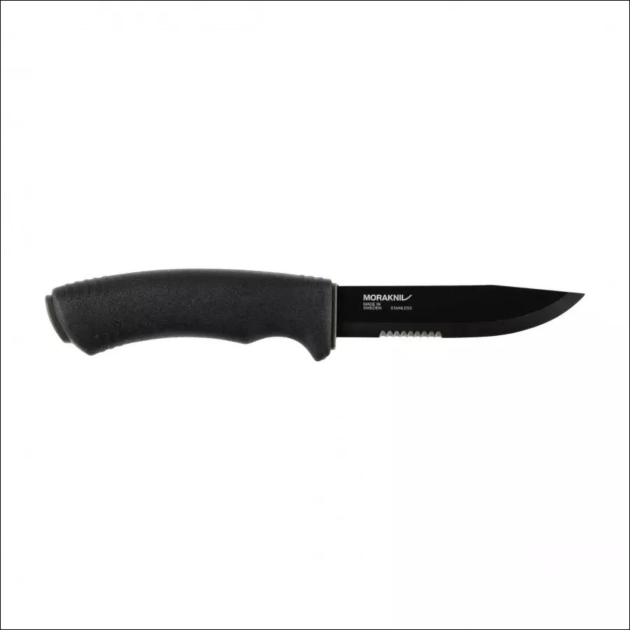 Peilis Morakniv Bushcraft SRT, pusiau dantytas, juodas
