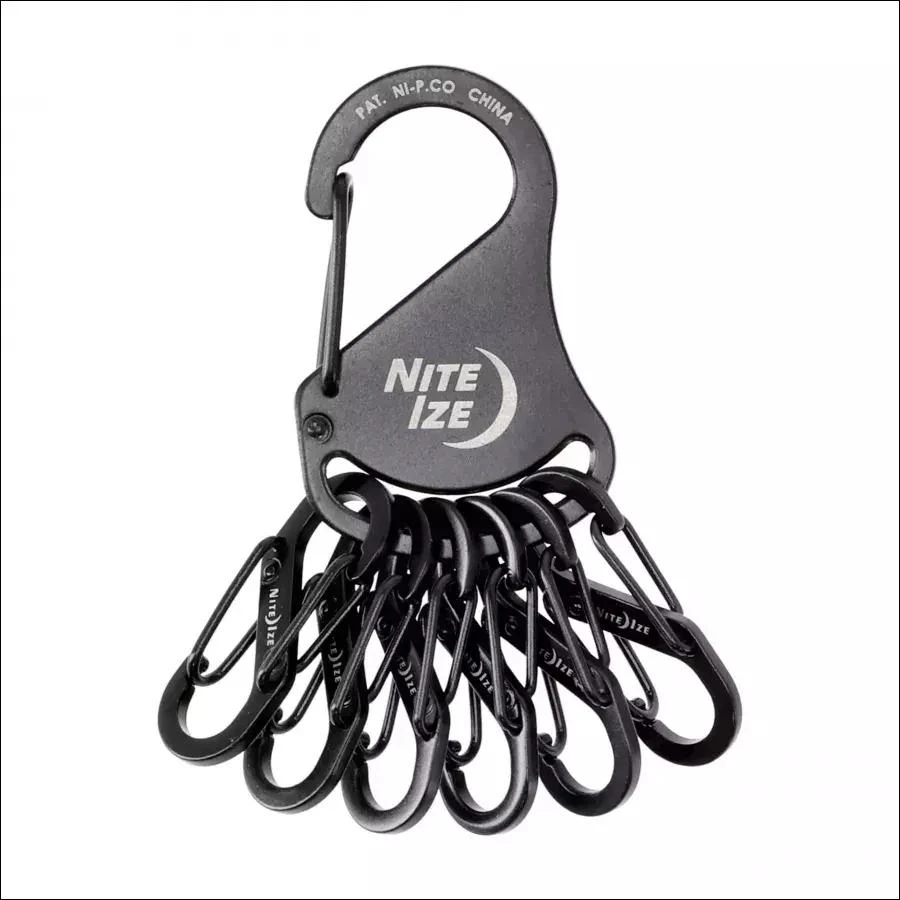 Nite Ize S-Biner KeyRack raktų pakabukas su 6 karabinais, juodas