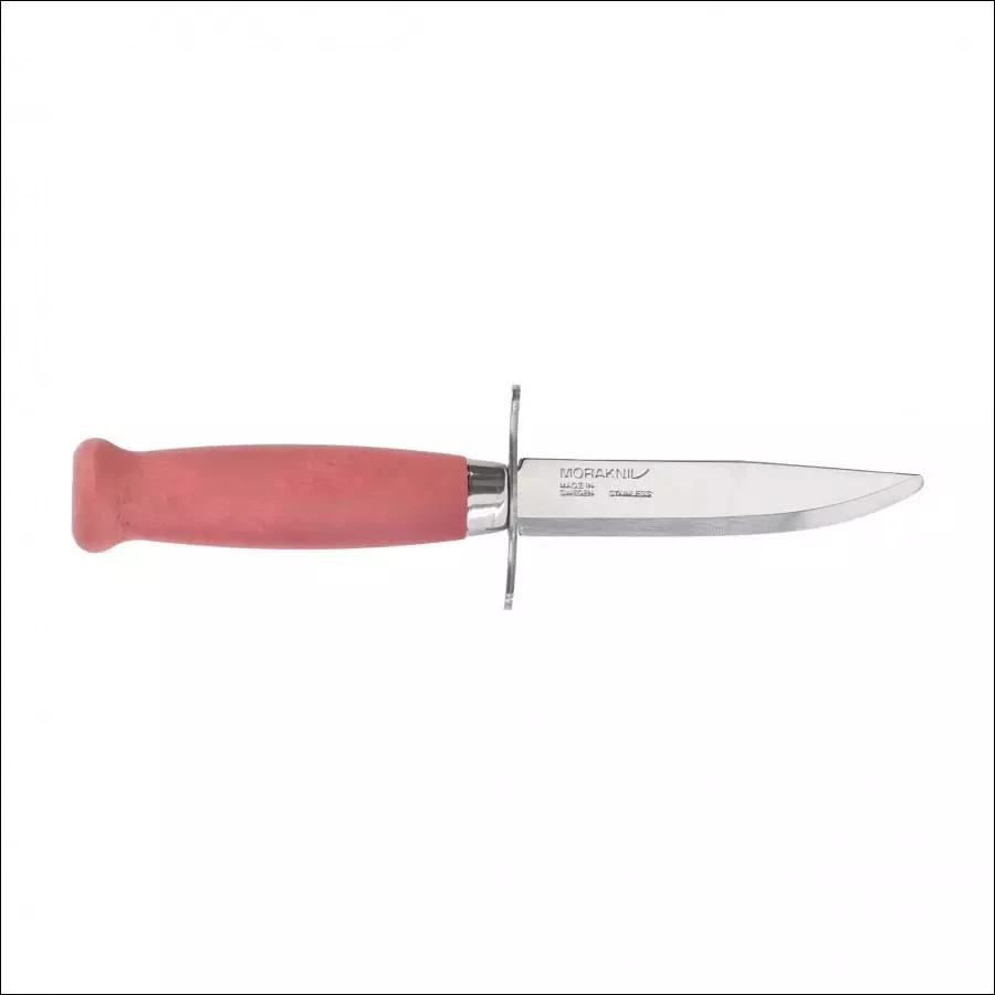 Vaikiškas peilis Morakniv Scout 39 Safe, odinis dėklas, dviguba pirštų apsauga, spalva bordinė
