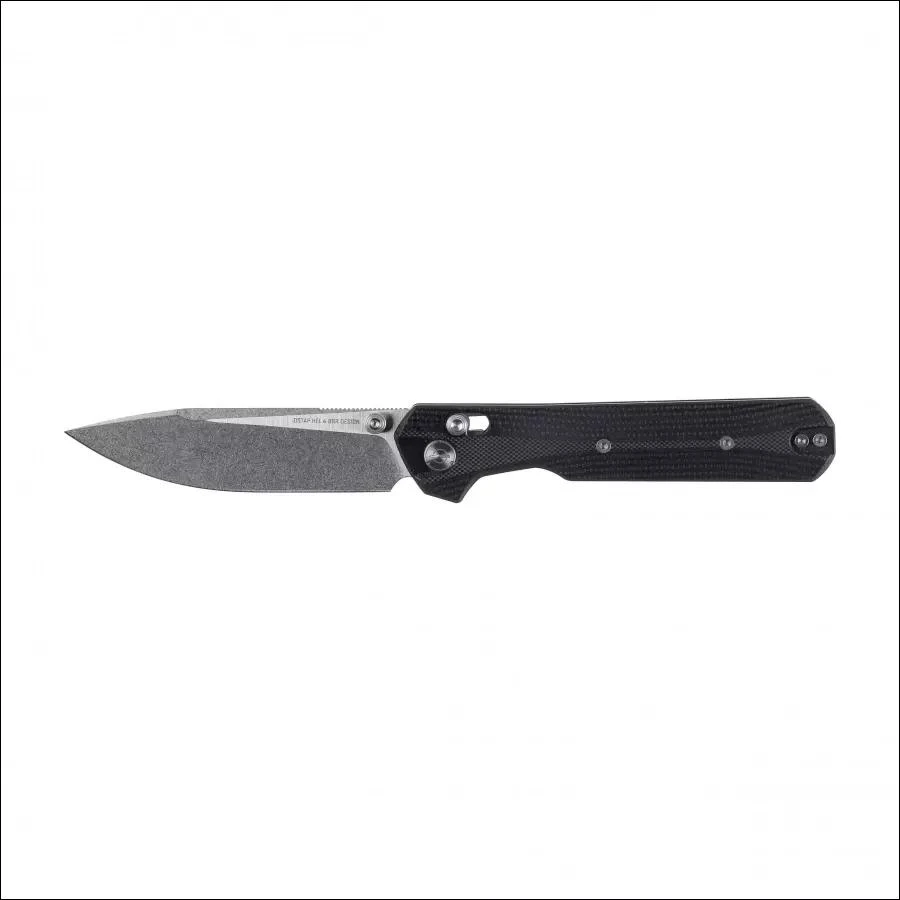 Sulankstomas peilis KNIVESPL The First Sandvik 14C28N, juodas G10, Stonewashed/Satin