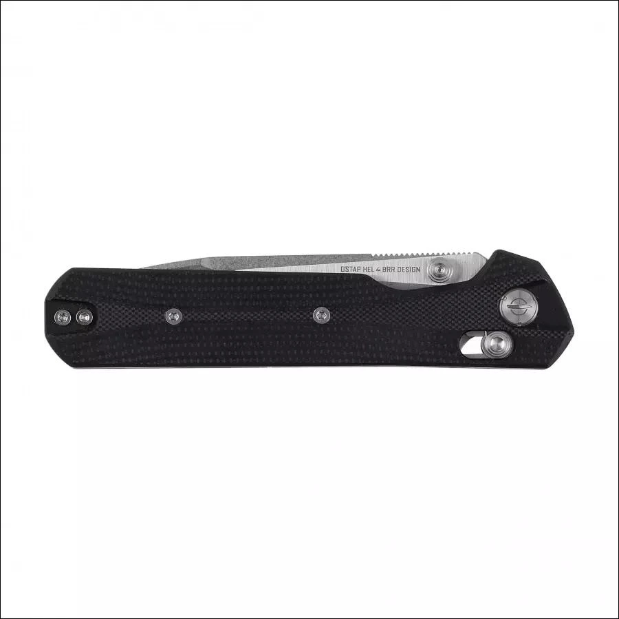 Sulankstomas peilis KNIVESPL The First Sandvik 14C28N, juodas G10, Stonewashed/Satin