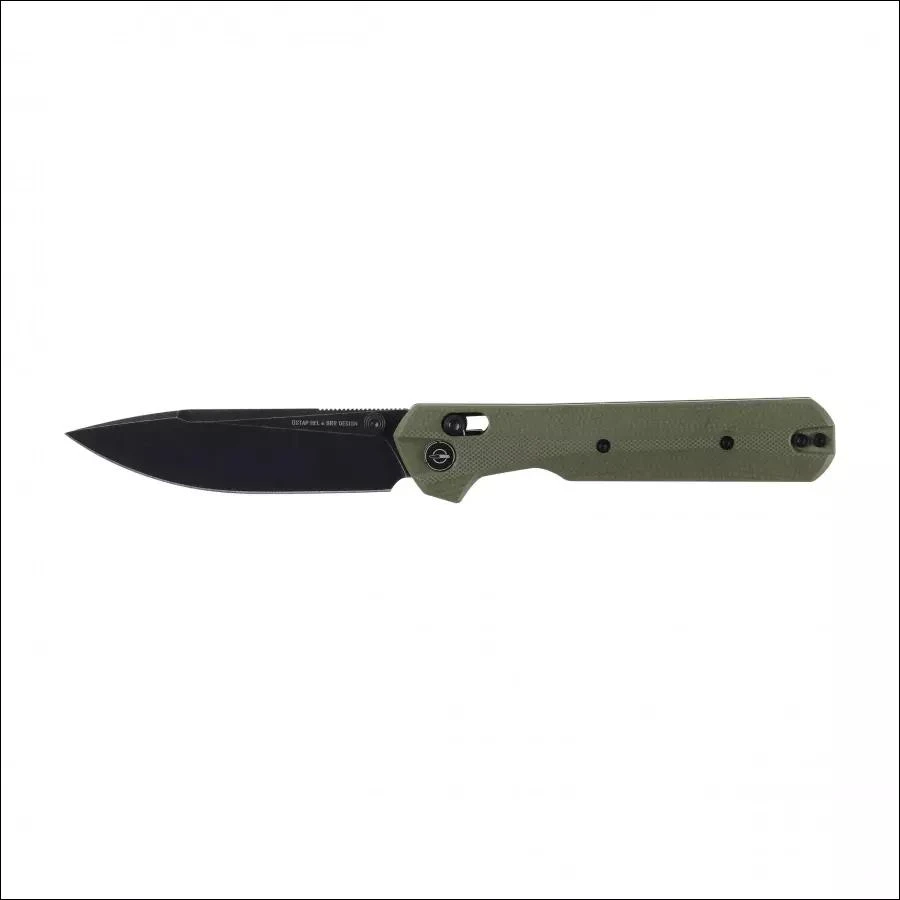Sulankstomas peilis KNIVESPL The First Sandvik 14C28N, žalias G10, juoda PVD danga